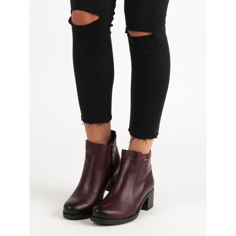 Stivaletti vinceza bordeaux con tacco alto rosso 1