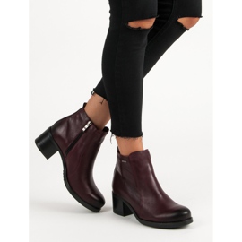 Stivaletti vinceza bordeaux con tacco alto rosso 2