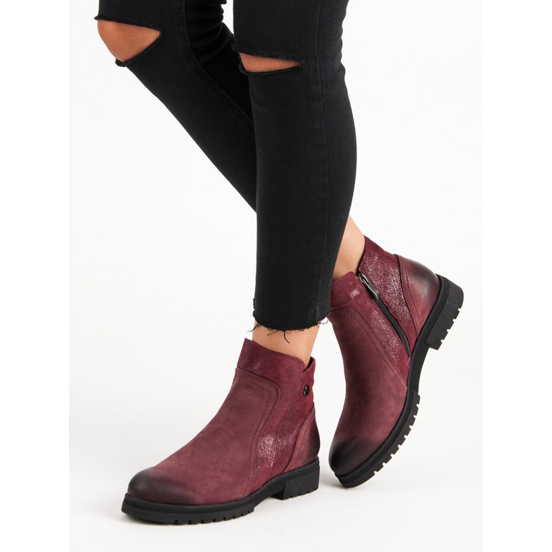 Comodi stivali VINCEZA in pelle rosso 2
