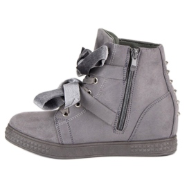 Super Me Sneakers grigie con fiocchi grigio 2