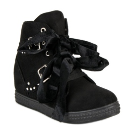 Super Me Sneakers nere con fiocchi nero 1