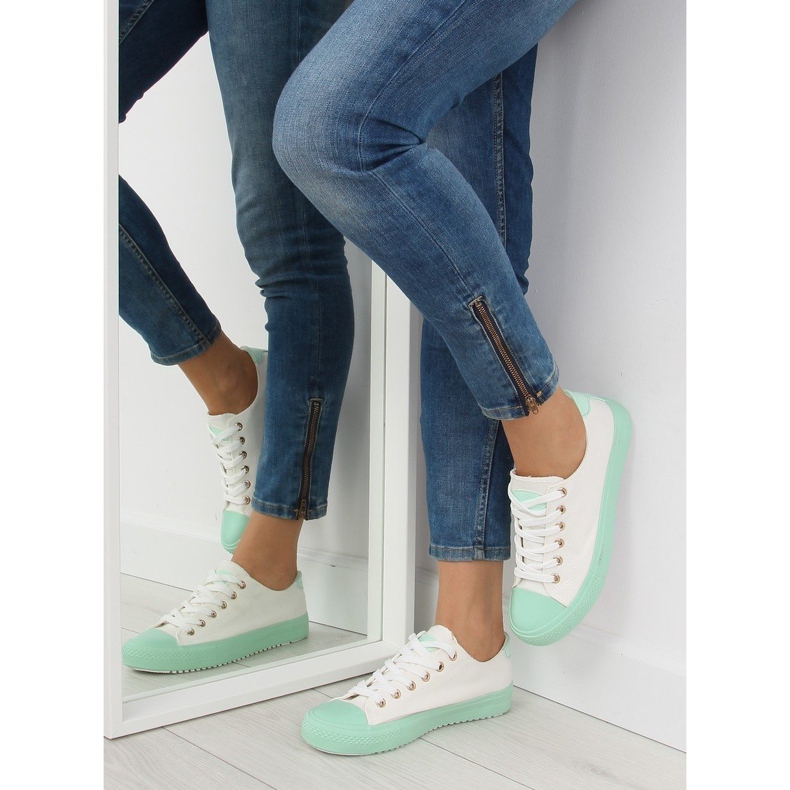 Sneakers da donna bianche e menta BL97P Green bianca verde 2