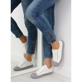 Sneakers da donna bianche e grigie BL97P WHITE/GREY bianca grigio 2