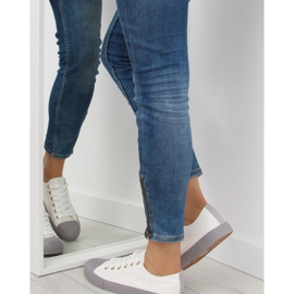 Sneakers da donna bianche e grigie BL97P WHITE/GREY bianco grigio 1