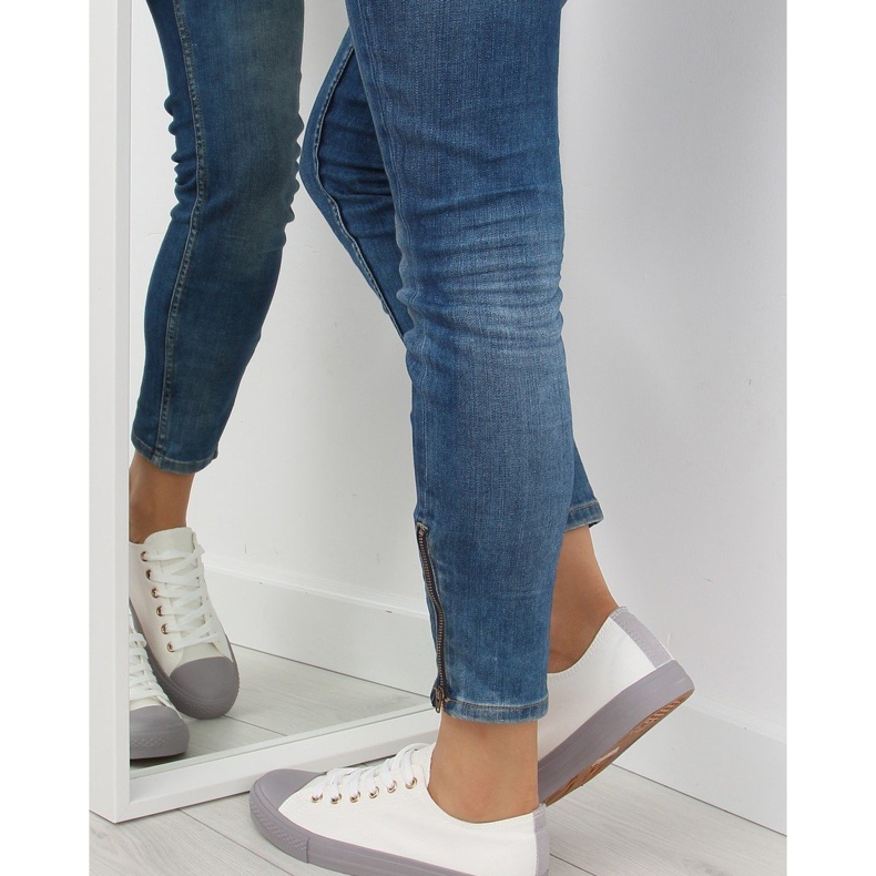 Sneakers da donna bianche e grigie BL97P WHITE/GREY bianca grigio 1