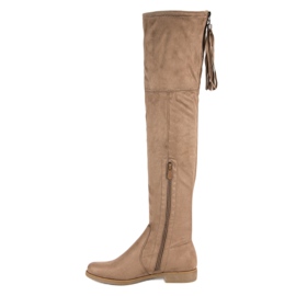 Super Me Stivali alla coscia in pelle scamosciata marrone 1
