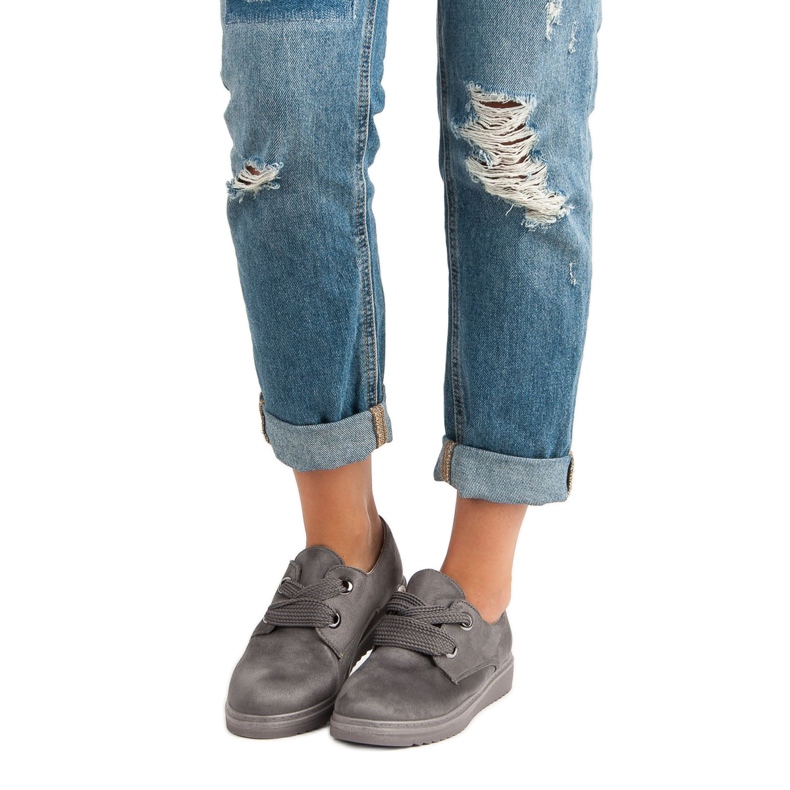 Sneakers stringate in camoscio grigio 1