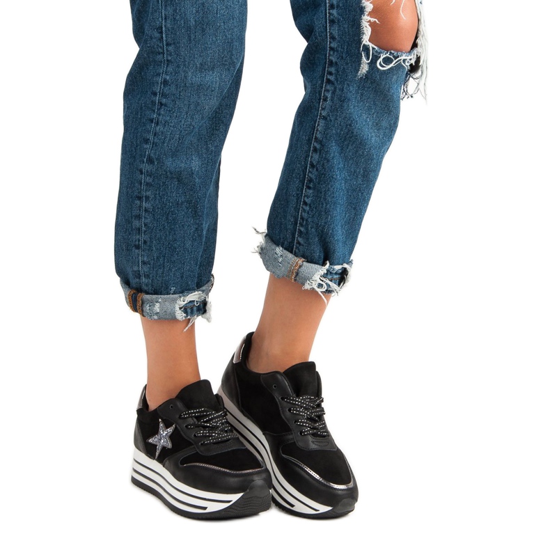 Sneakers alla moda sulla piattaforma nero 2