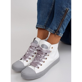 Sneakers per la caviglia doppi lacci bianco grigio 1