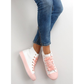 Sneakers alla caviglia con doppi lacci bl102p Pink bianca rosa 2