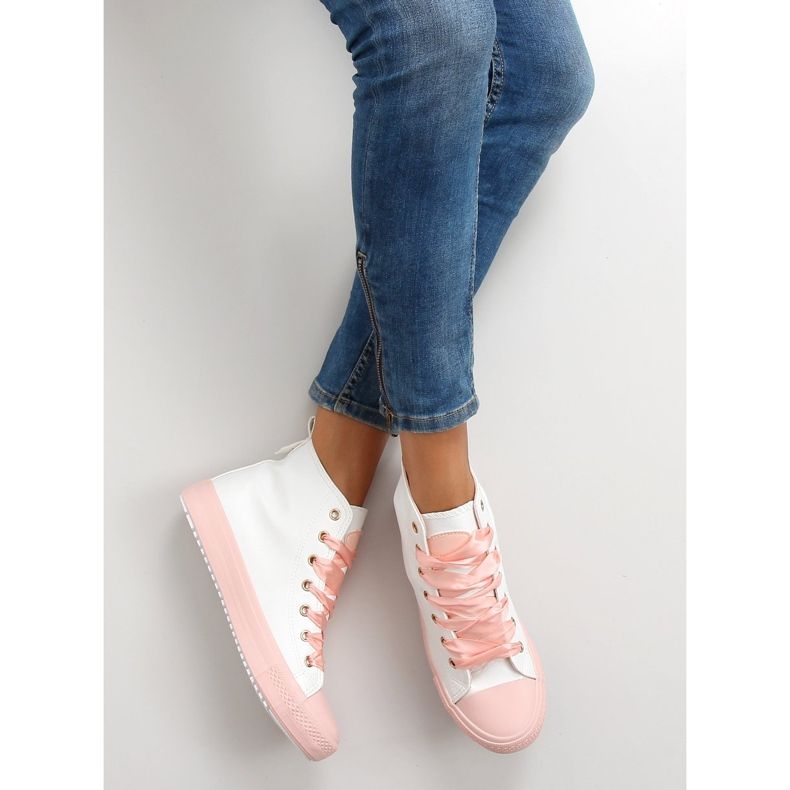 Sneakers alla caviglia con doppi lacci bl102p Pink bianca rosa 2