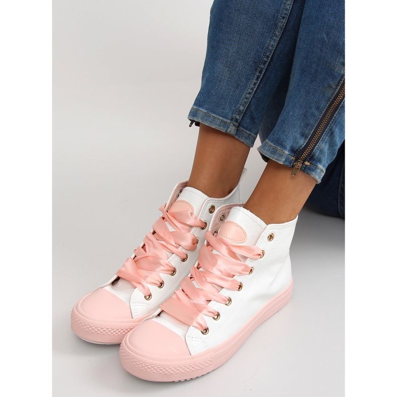 Sneakers alla caviglia con doppi lacci bl102p Pink bianca rosa 1