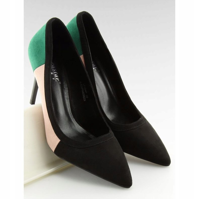 Stiletto donna tricolore LT104P NERO / ROSA / VERDE 1