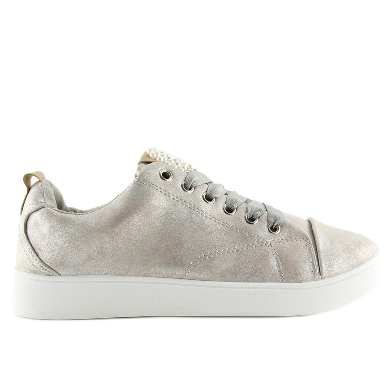 Grigio 88013 Sneakers argento con perle 1