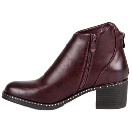 Stivaletti vinceza bordeaux con tacco alto rosso 1