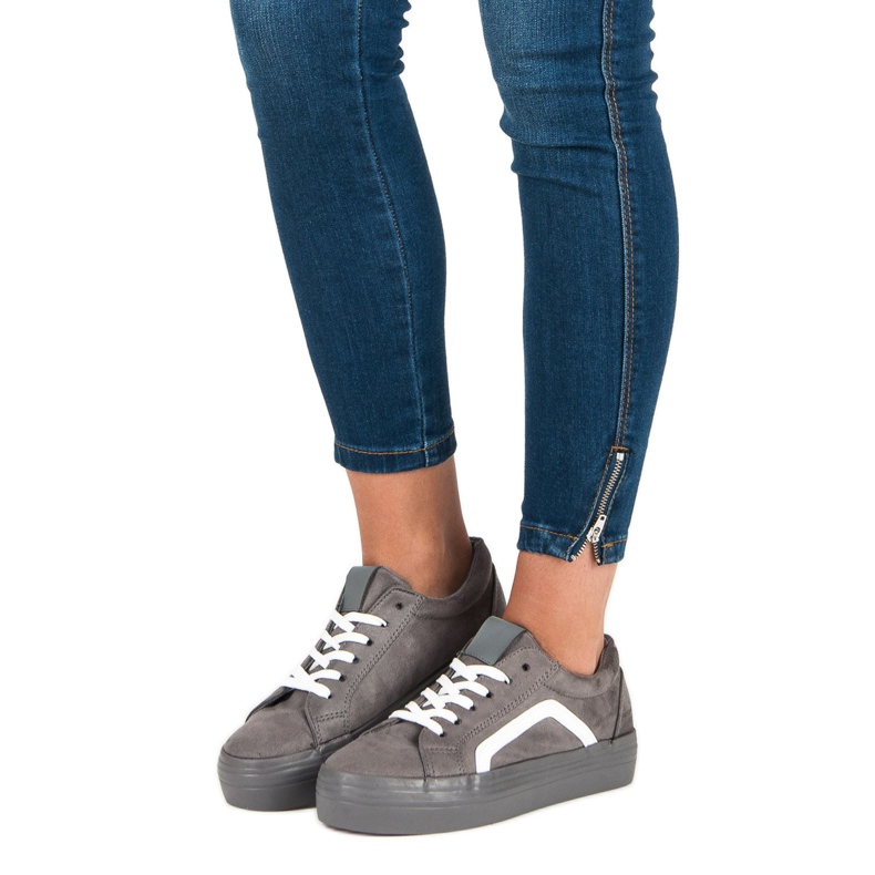 Sport Sneakers in pelle scamosciata grigie grigio 2