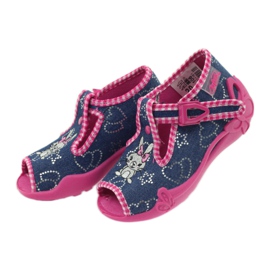 Pantofole per scarpe per bambini Befado 213p106 rosa blu navy 4