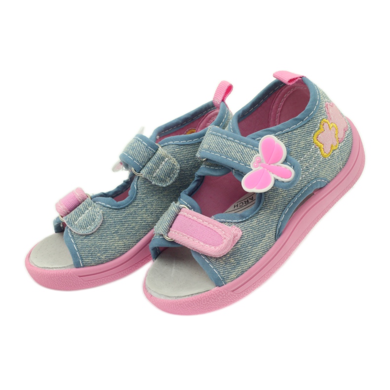 American Club Ciabatte, sandali, jeans Farfalle americane blu rosa 4