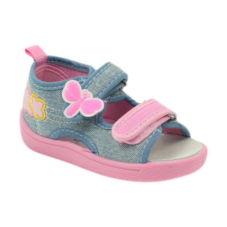 American Club Ciabatte, sandali, jeans Farfalle americane blu rosa 1
