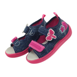 American Club Scarpe da bambino americane sandali farfalle sottopiede in pelle rosa blu navy 4