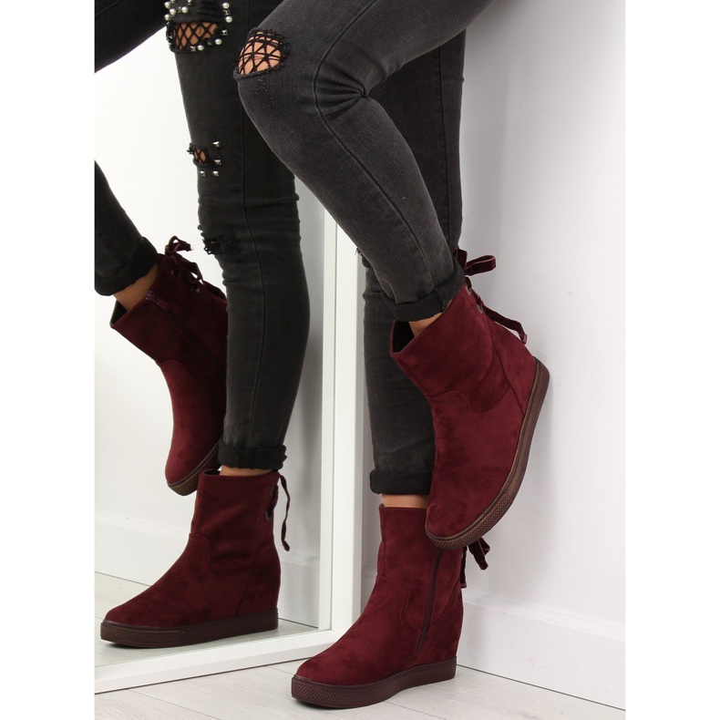 Stivali con zeppa nascosta HQ886 Claret Red rosso 1