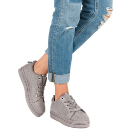 Sneakers in pelle scamosciata alla moda grigio 2