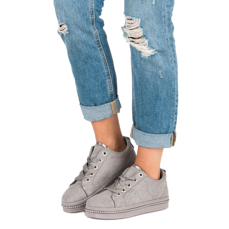 Sneakers in pelle scamosciata alla moda grigio 1