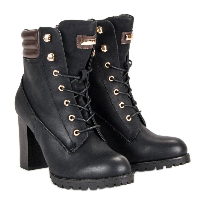 Kayla Stivaletti allacciati con tacco alto nero 1