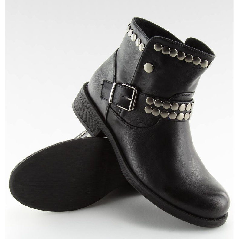 Stivali neri con borchie nere HUQ-008 Black nero 2