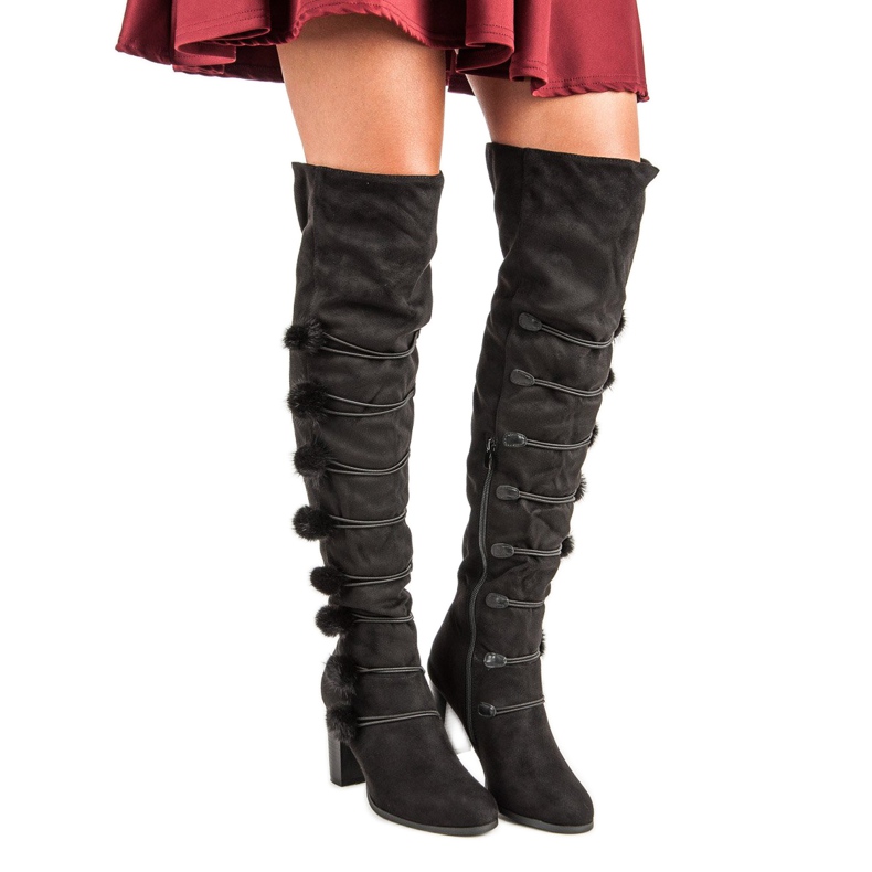 Eleganti stivali da moschettiere nero 1