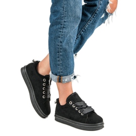 Sneakers in pelle scamosciata alla moda nero 1