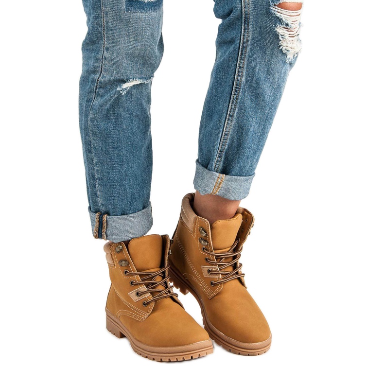 Scarponi da trekking allacciati cammello marrone 1