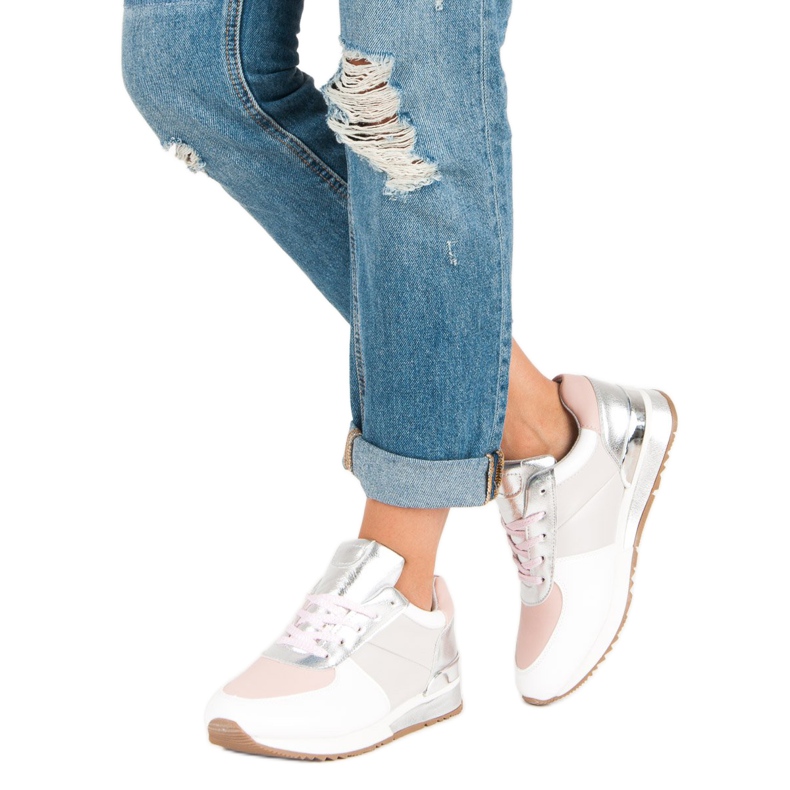 Betler Scarpe sportive pastello bianca grigio rosa 2
