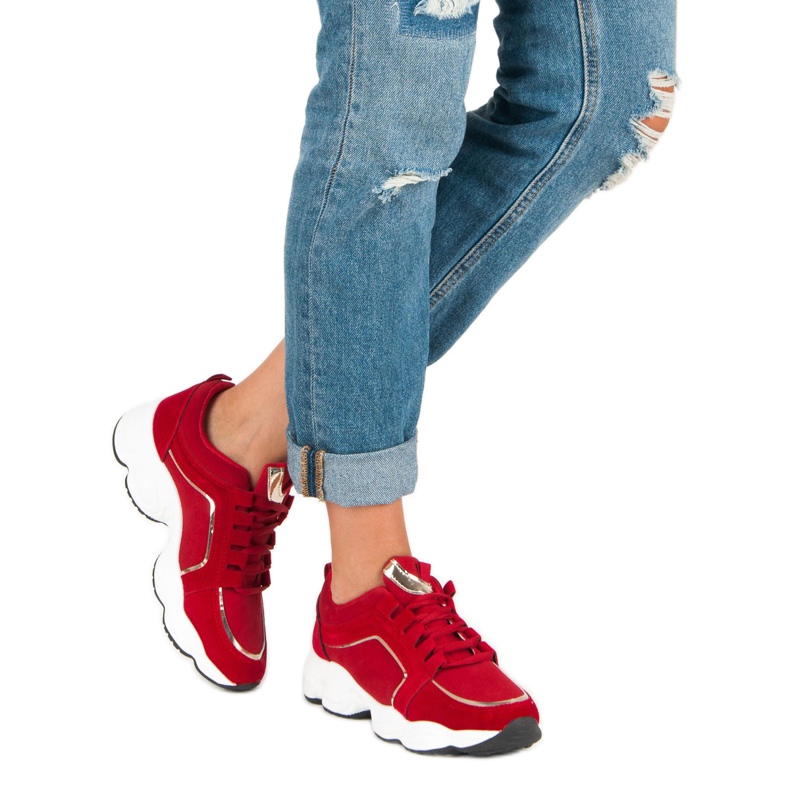 Vices Vizi per scarpe sportive in camoscio rosso 2