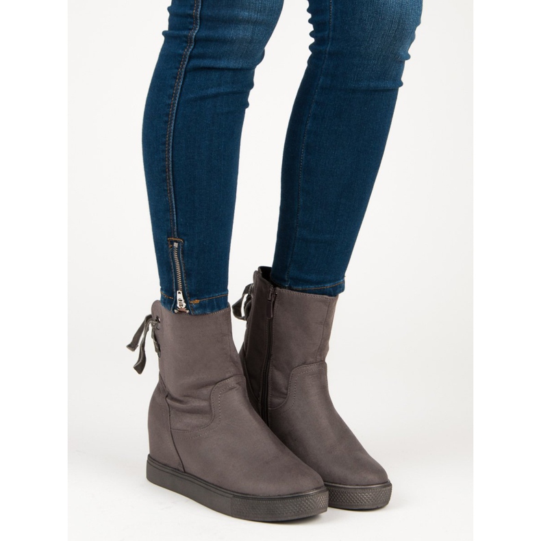 Bestelle Stivali con zeppa bordeaux grigio 1