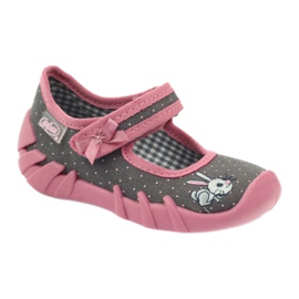 Pantofole coniglio Befado 109p168 grigie rosa grigio 1