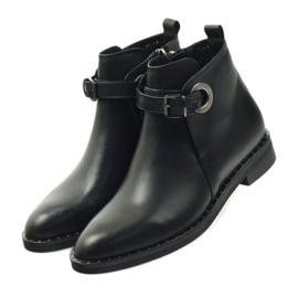Edeo Stivali in pelle nera da donna isolati con polare 3243 nero 3