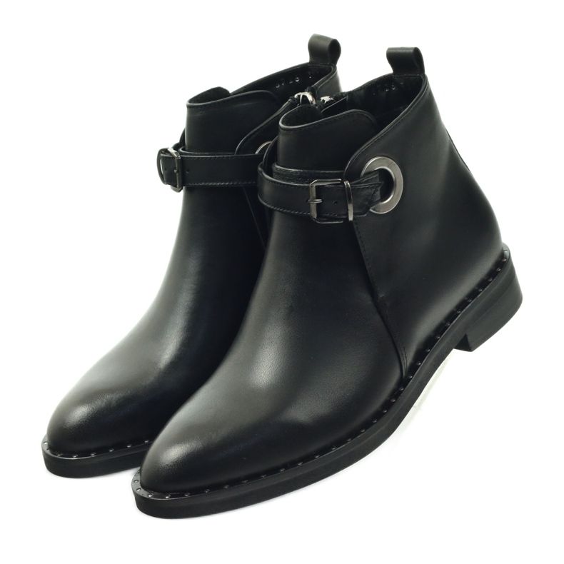 Edeo Stivali in pelle nera da donna isolati con polare 3243 nero 3
