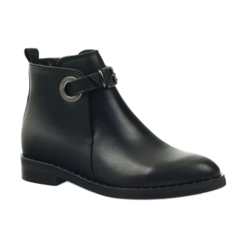 Edeo Stivali in pelle nera da donna isolati con polare 3243 nero 1