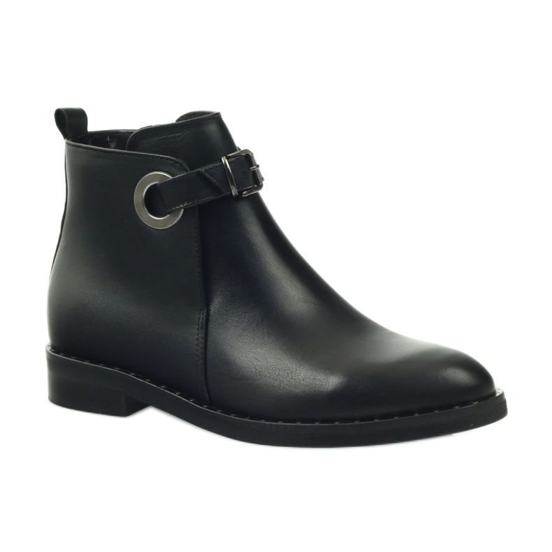 Edeo Stivali in pelle nera da donna isolati con polare 3243 nero 1