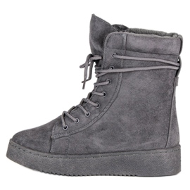 Bello Star Stivali da neve in pelle scamosciata grigio 1