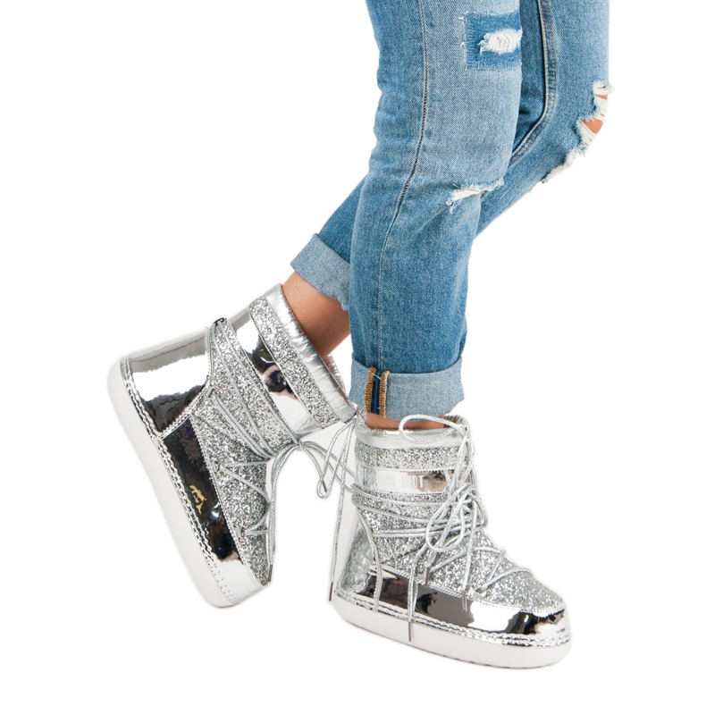 Stivali da neve argento alla moda grigio 2