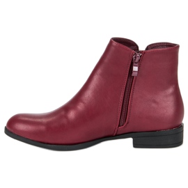 Anesia Paris Stivali bordeaux su un tacco piatto rosso 1