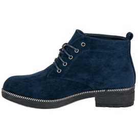 Nio Nio Stivaletti in pelle scamosciata con lacci blu 1