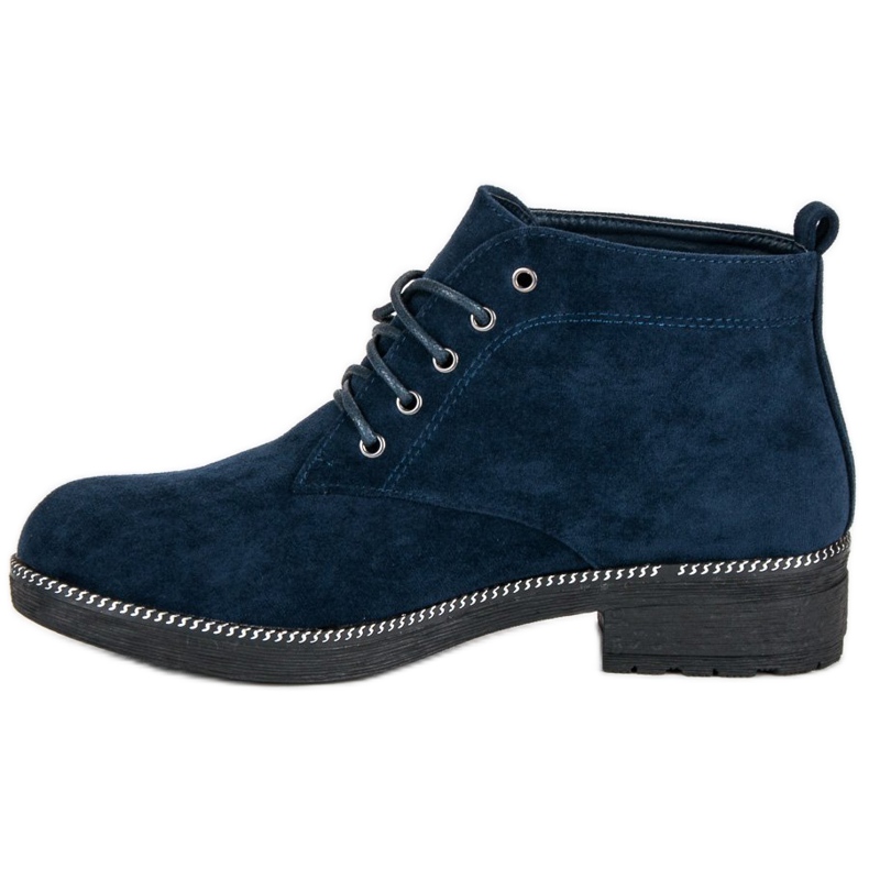 Nio Nio Stivaletti in pelle scamosciata con lacci blu 1