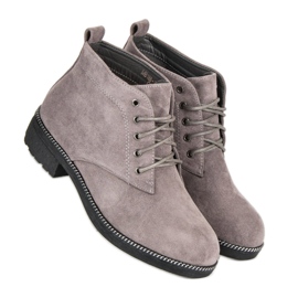 Nio Nio Stivaletti stringati in camoscio grigio 2