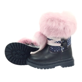 Bartek Stivali in pelle da bambina con pelliccia 216390-013 blu 4