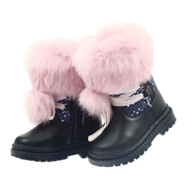 Bartek Stivali in pelle da bambina con pelliccia 216390-013 blu 3
