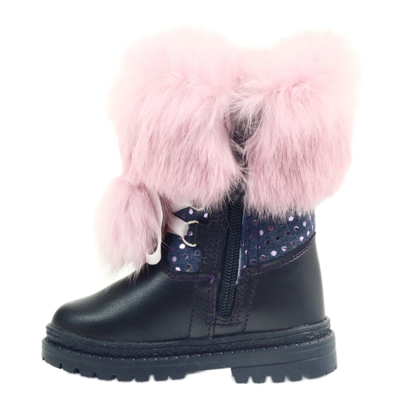 Bartek Stivali in pelle da bambina con pelliccia 216390-013 blu 2