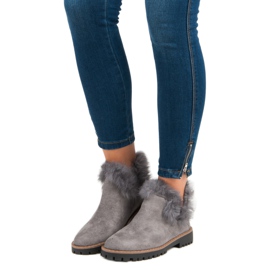 Forever Folie Stivaletti slip-on in camoscio grigio 1